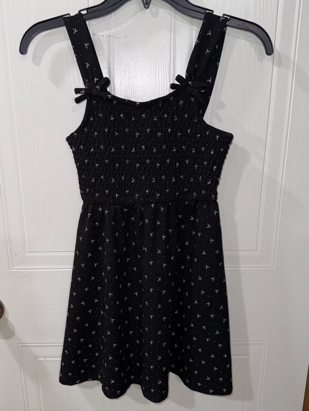 Limited Too Girls Size S 7 8 Sleeveless Black Dress with White Bow Print